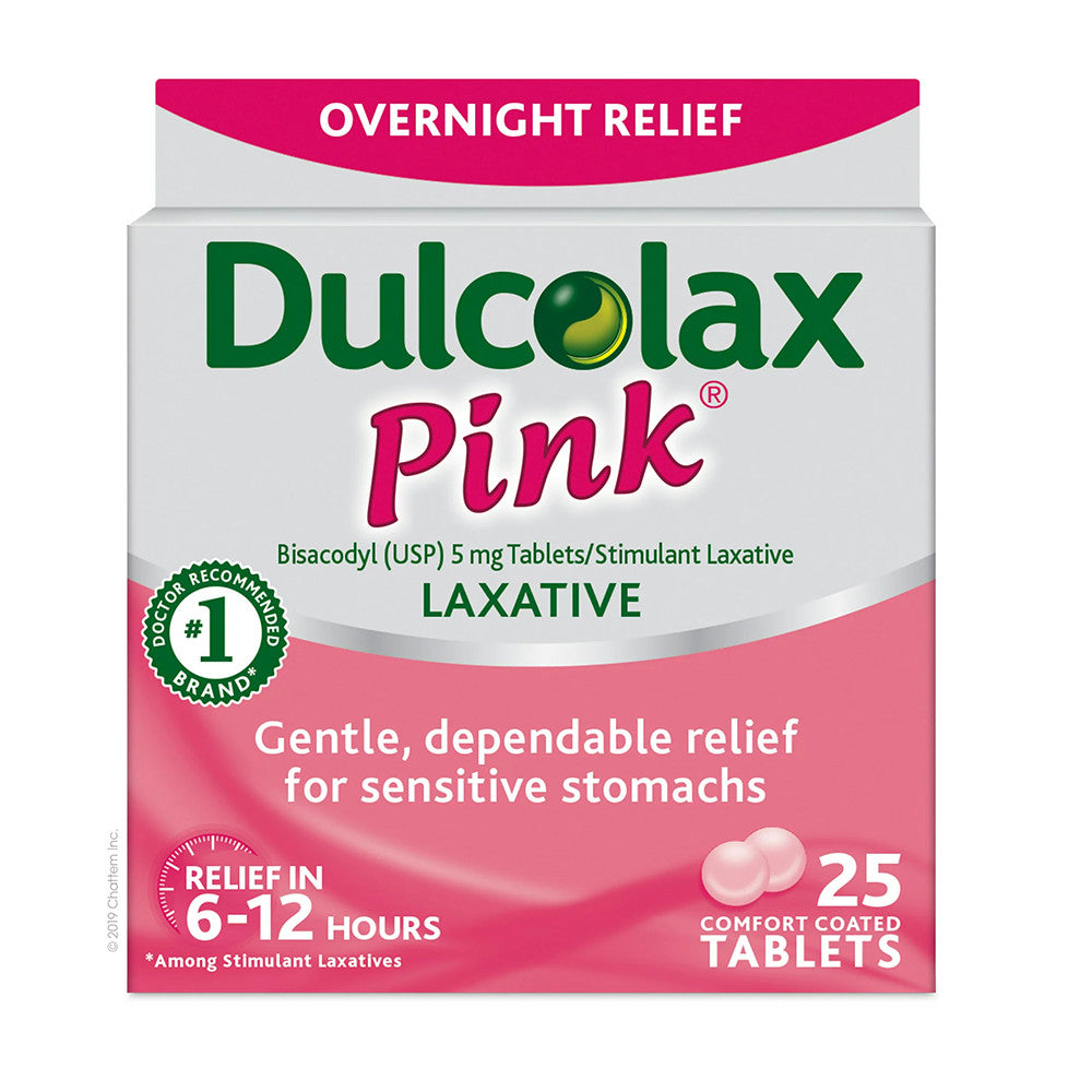 Dulcolax Pink Laxative Tablet, Overnight Relief, 25 Ea