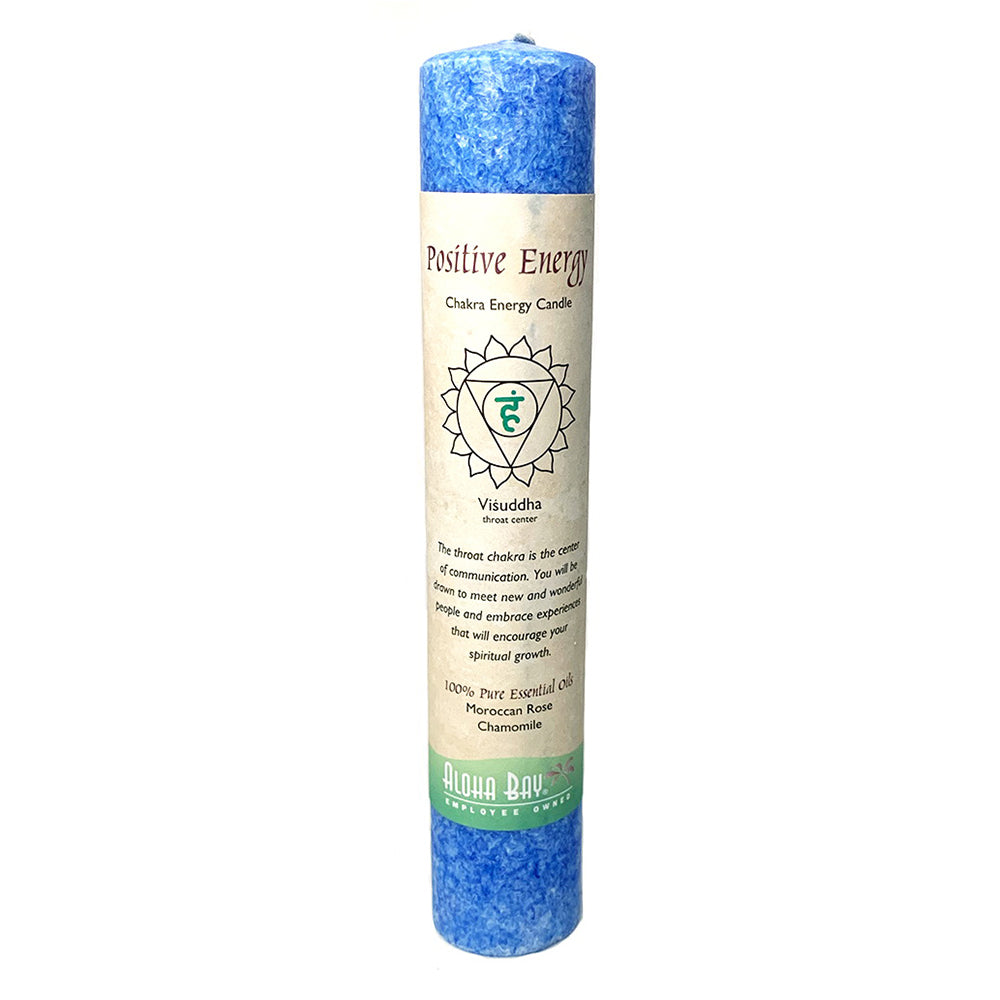 Aloha Bay Chakra Pillar Positive Energy Candle Blue for Clarity and Inner Peace 1Ea