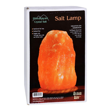 Himalayan Salt Crystal Lamp With Medium 10 inches Wood Base By Aloha Bay, 1 Ea