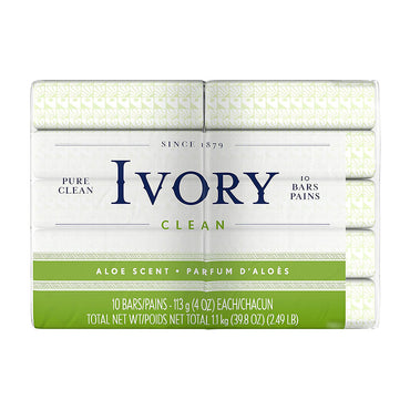 Ivory Bath Bar Soap, Aloe 4 Oz, 10 Ea