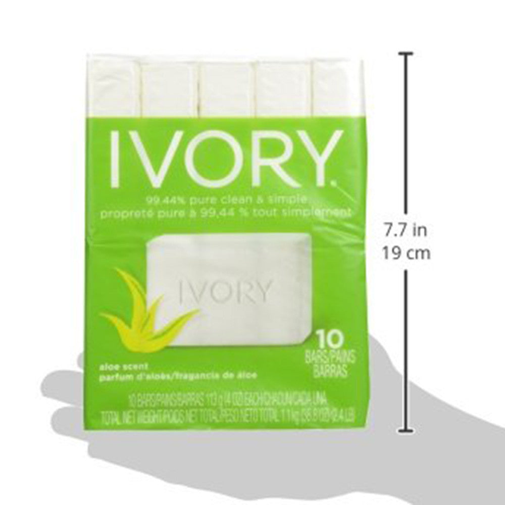 Ivory Bath Bar Soap, Aloe 4 Oz, 10 Ea