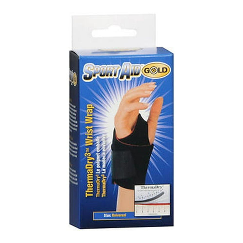 Scott Specialties Sport Aid Gold ThermaDry3 Wrist Wrap, Universal Size, Supports Braces, 1 Ea