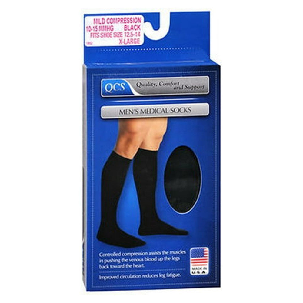 Loving Comfort Dress Knee High Mens Medical Socks 10 to 15Mmhg Closed Toe Black, Extra Large, 1 Pair