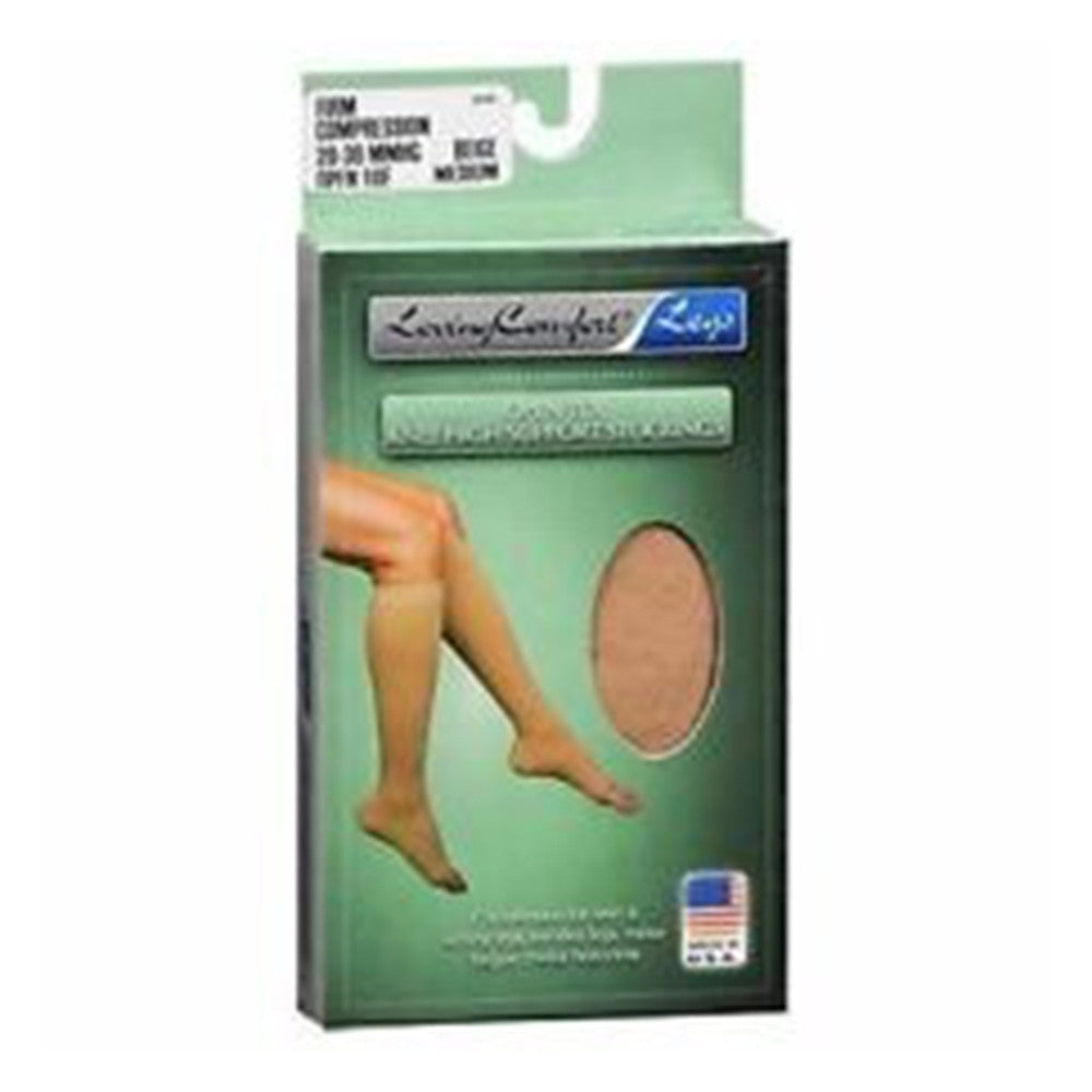 Loving Comfort Surgical Weight Knee High Stockings 20 to 30Mmhg Open Toe Women Beige Medium, 1 Pair