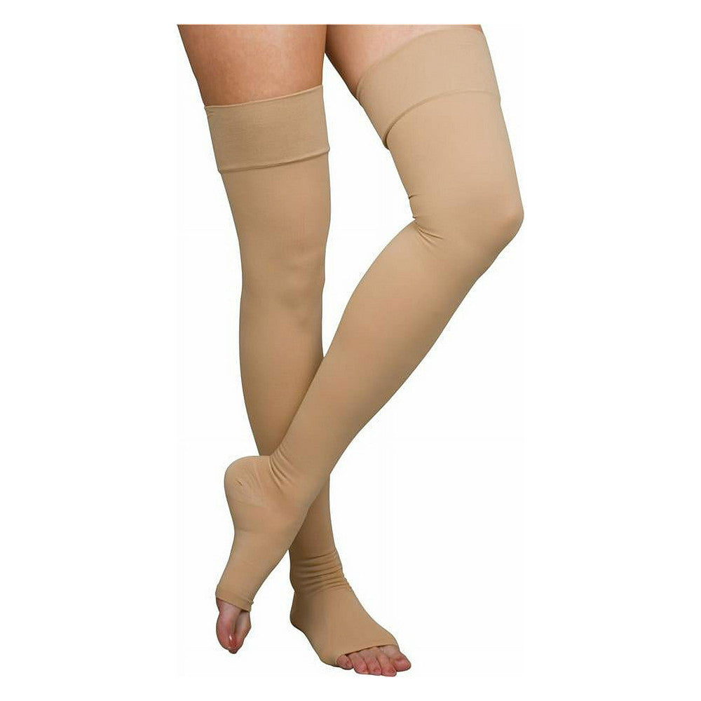 Loving Comfort Open Toe Thigh High Support Stockings 20 to 30 Mmhg X Large, Beige, 1 Ea