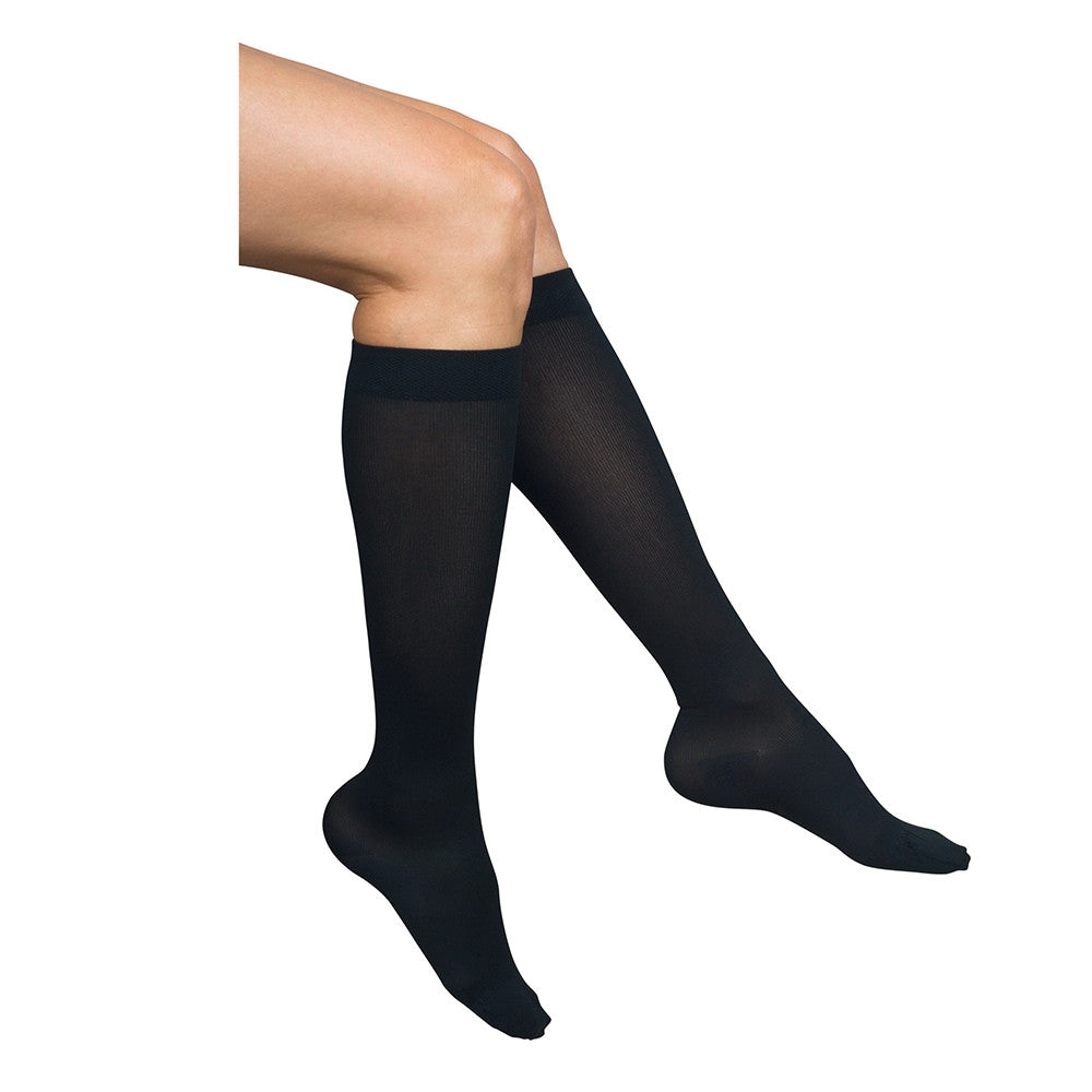Loving Comfort Support Knee High Socks 8 to 15mm Closed Toe Womens Black, Small, 1 Pair