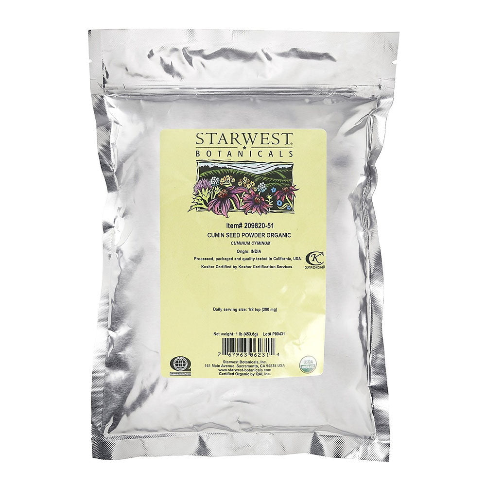 Starwest Botanicals Organic Ground Cumin Seed Powder, 16 Oz