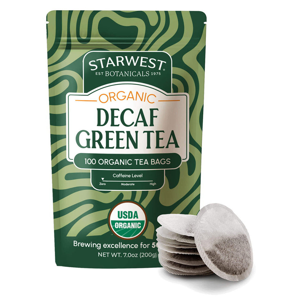 Starwest Botanicals Decaf Green Tea Organic Tea Bags Refresh Yourself with Smooth Delicate Taste 100Ea
