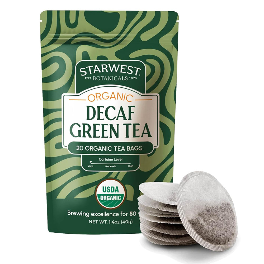 Starwest Botanicals Organic Decaf Green Tea Bags Caffeine Free 1.4Oz (40g) 20Ea