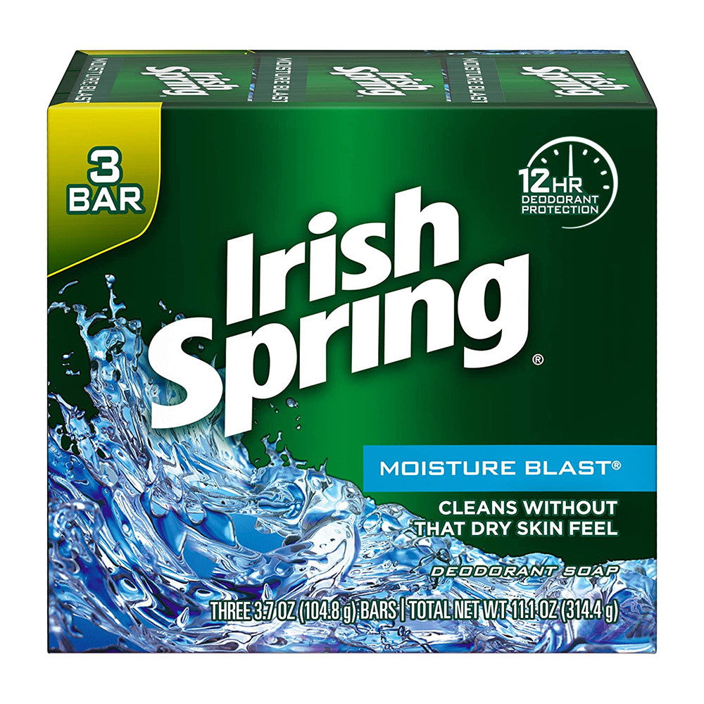 Irish Spring Moisture Blast Deodorant Bar Soap, 3 Ea, 3.75 Oz