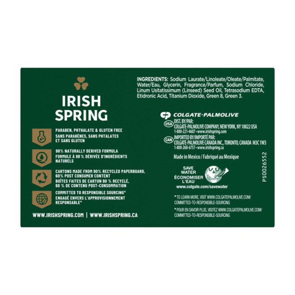 Irish Spring Deodorant Bath Bar, Original, 3.7 Oz, 3 Ea