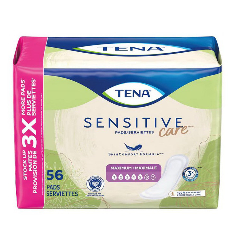 Tena Intimates Maximum Absorbency Incontinence Pads For Women Regular Length, 56 Ea