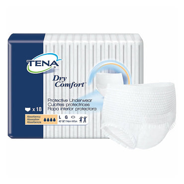 Tena Dry Comfort Adult Protective Underwear Large 45 to 58 Inch, White - 18 ea