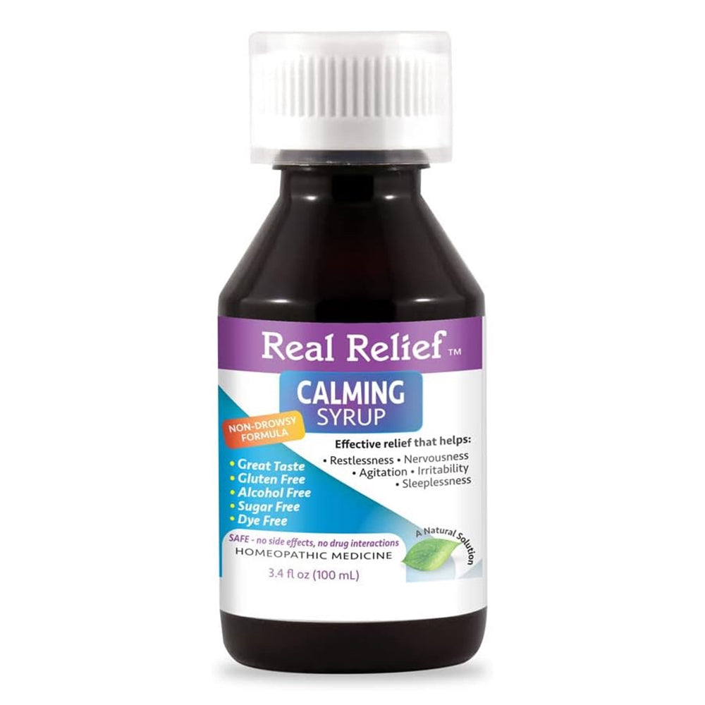 Real Relief Calming Syrup Non Drowsy Formula Relief Restlessness and Nervousness 3.4Oz (100ml)
