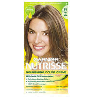 Garnier Nutrisse Nourishing Color Cream Permanent Haircolor, Light Ash Brown 61 - 1 Kit