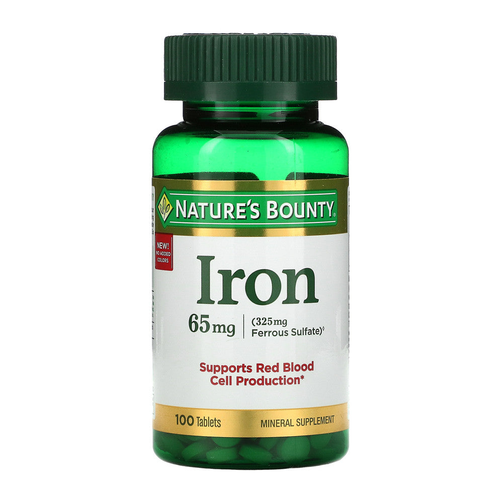 Nature's Bounty Iron 65mg, 325mg Ferrous Sulfate Tablets, 100 Ea