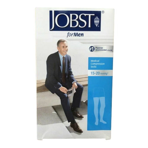 Jobst Medical Legwear For Mens Socks, Thigh High 15-20 Mmhg Compression, Black Color, Size: Medium - 1 Box