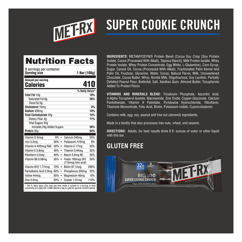 Met Rx Big 100 Colossal Super Cookie Crunch, 32g Protein