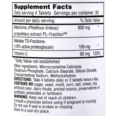 Mushroom Wisdom Super Meshima Vegetarian Tablets, 120 Ea