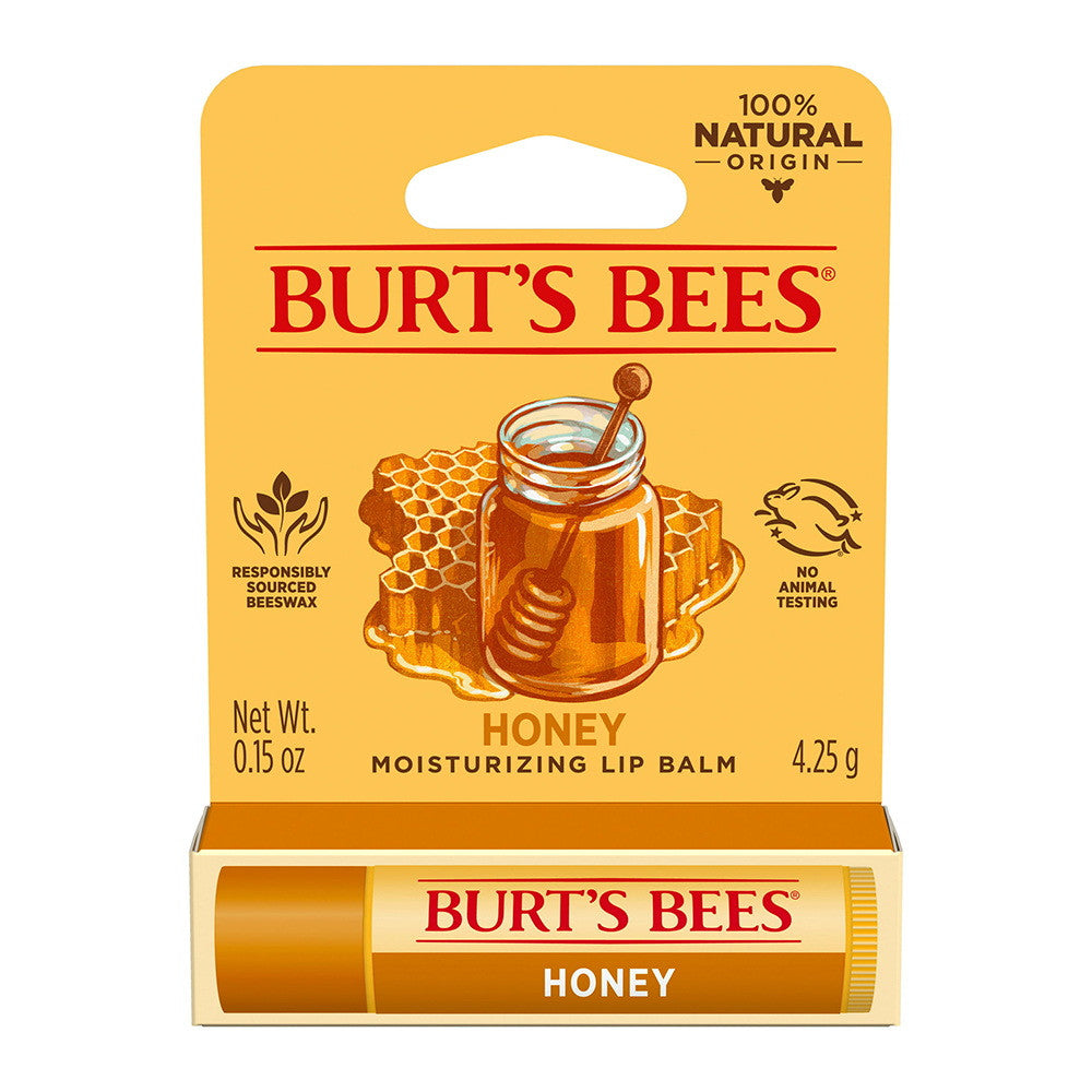 Burts Bees Natural Moisturizing Lip Balm, Honey with Beeswax, 0.15 Oz