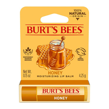 Burts Bees Natural Moisturizing Lip Balm, Honey with Beeswax, 0.15 Oz