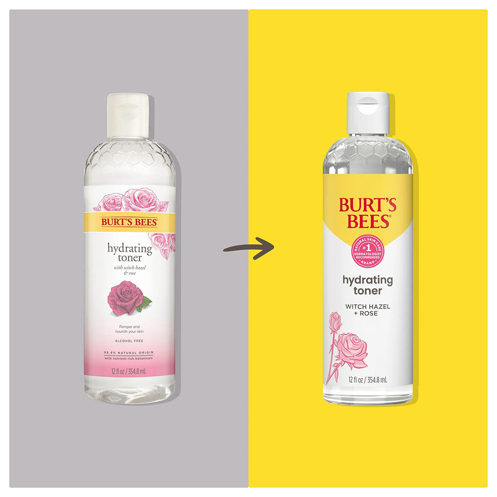 Burts Bees Hydrating Toner with Witch Hazel and Rose Fresh Floral Scent, 12 Oz