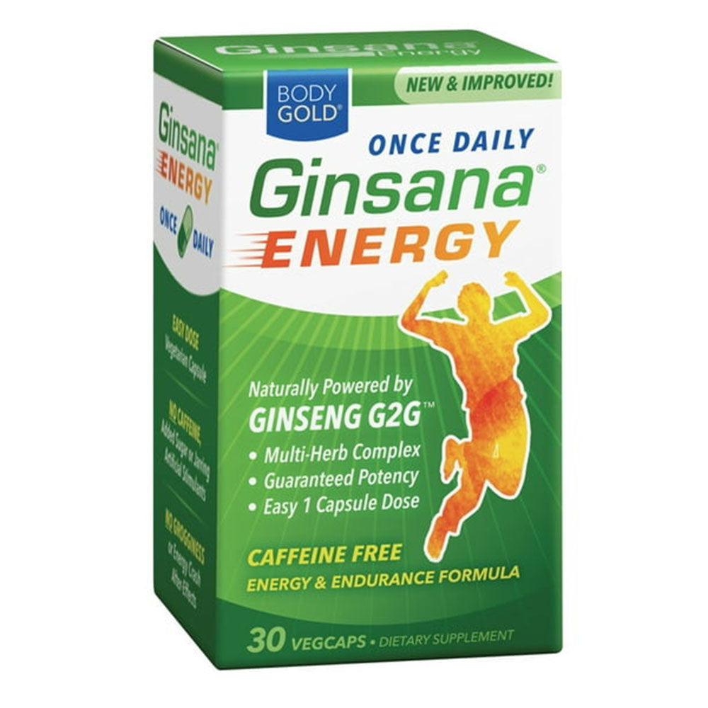 Bodygold Ginsana Energy, Once Daily, Vegcaps, 30 Ea