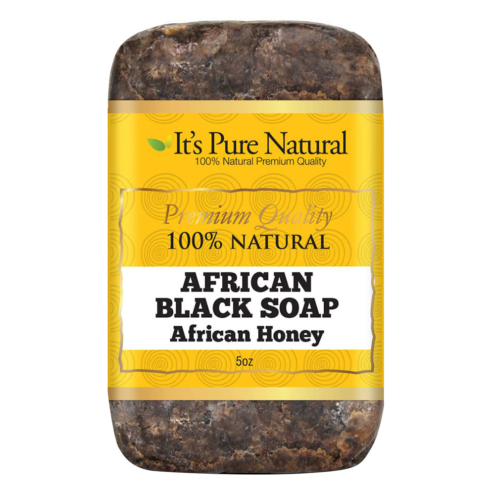 Its Pure Natural African Black Soap with African Honey 5Oz (141g)