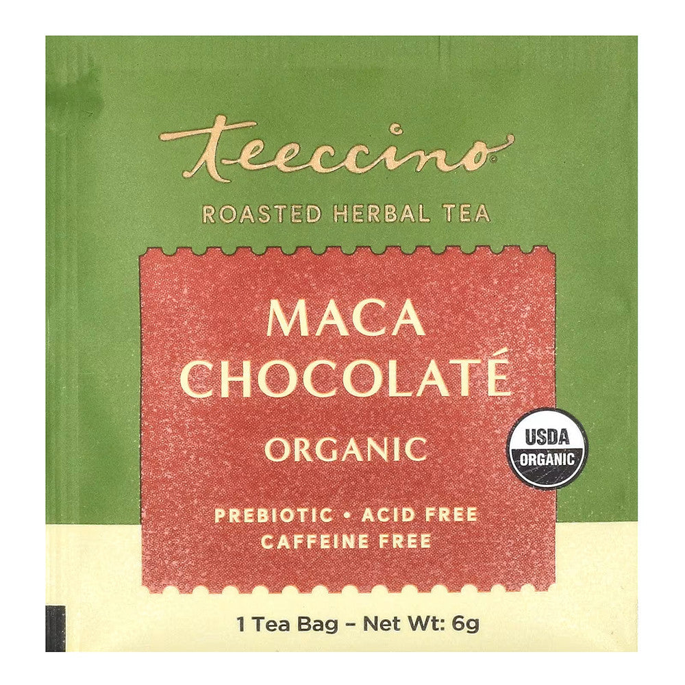 Teeccino, Organic Roasted Herbal Tea, Maca Chocolate, Caffeine Free, 10 Tea Bags, 2.12 oz