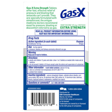 Gas-X Extra Strength Antigas Chewable Tablets, Peppermint Creme, 18 Ea