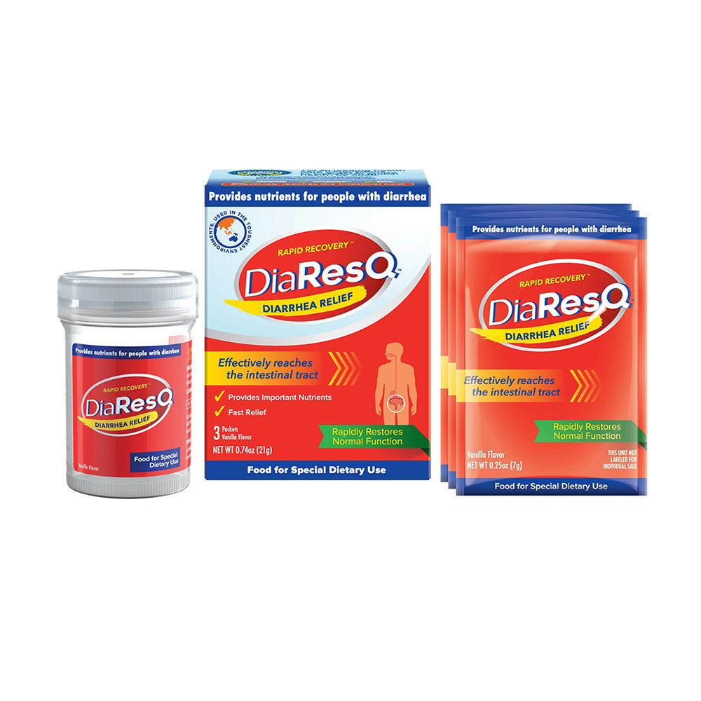 Diaresq Rapid Recovery Diarrhea Relief Packets, Vanilla Flavor, 3 Ea