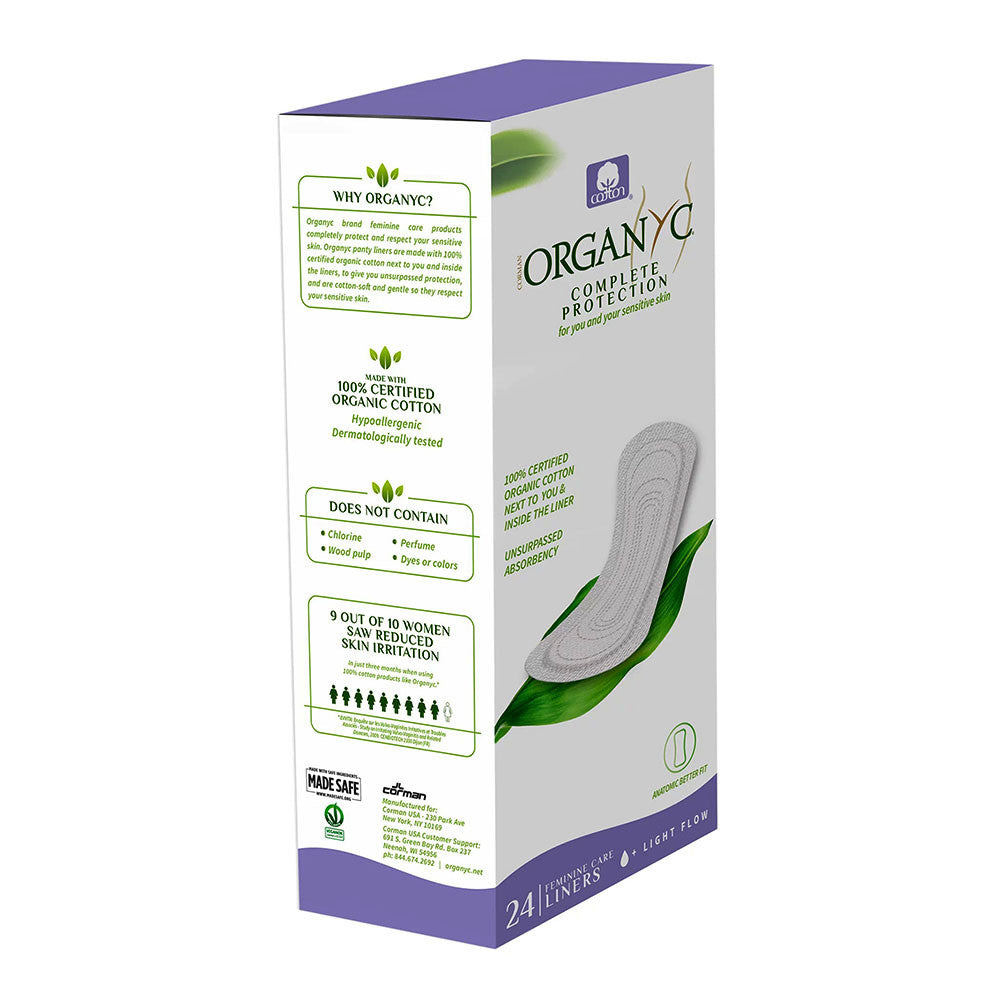 Organyc Complete Protection Cotton Panty Liners, Light, 24 Ea