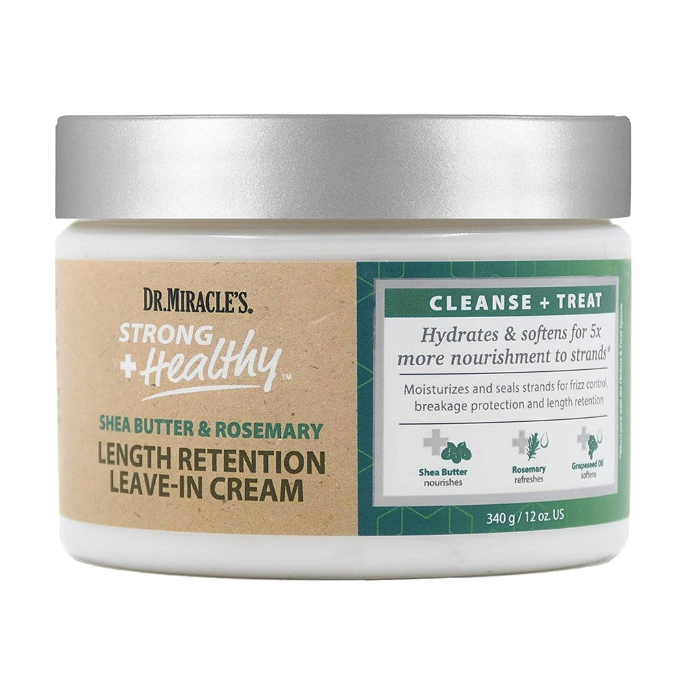 Dr Miracles Strong And Healthy Length Retention Leave In Cream, Shea Butter And Rosemary, 12 Oz