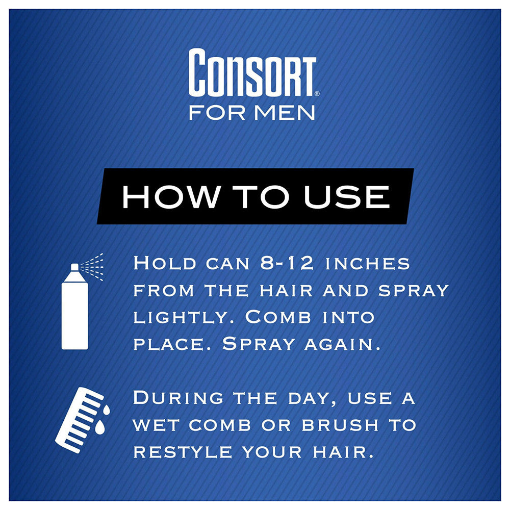 Consort Unscented Extra Hold Aerosol Hair Spray For Men, 8.3 Oz