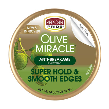 African Pride Olive Miracle Silky Smooth Edges Hair Gel, 2.25 Oz