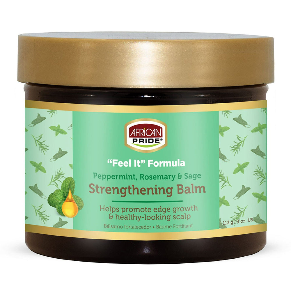 African Pride Feel It Formula Strengthening Balm Jar for Scalp Relief 4Oz (113g)
