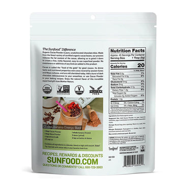 Sunfood Superfoods Organic And Raw Cacao Powder, 8 Oz