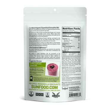 Sunfood Superfoods Organic Smoothie Mix Delicious Nutrition Rich Meal Replacement, 8 Oz