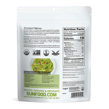 Sunfood Superfoods Moringa Organic Powder For Hair loss And Weight loss, 8 Oz