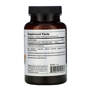 Sunfood Superfoods Raw Shilajit Ancient Himalayan Extract Mountains 500 Mg Capsules, 90 Ea