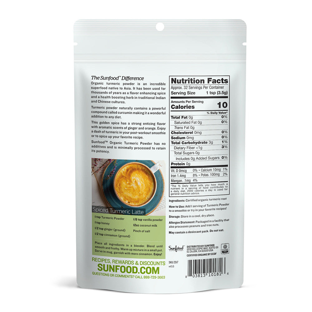 Sunfood Superfoods Organic Turmeric Powder, 4 Oz