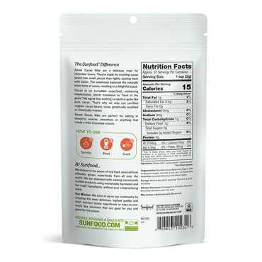 Sunfood Superfoods Organic Cacao Sweet Nibs, 4 Oz
