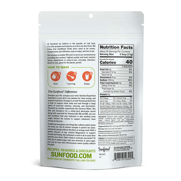 Sunfood Superfoods Cran-Raspberry Superfood Hydration Energize Drink Mix, 8 Oz