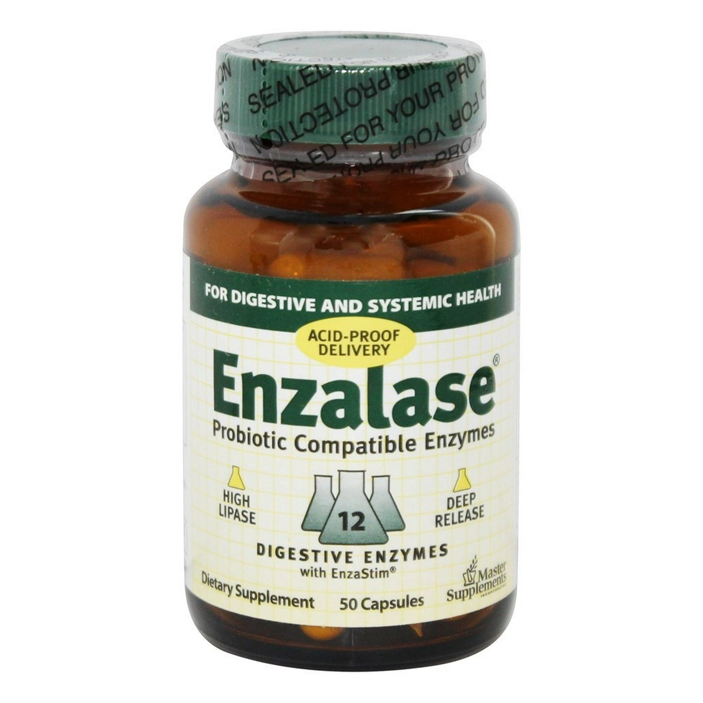 Enzalase Probiotic Compatible Enzymes Capsules By Master Supplements, 50 Ea