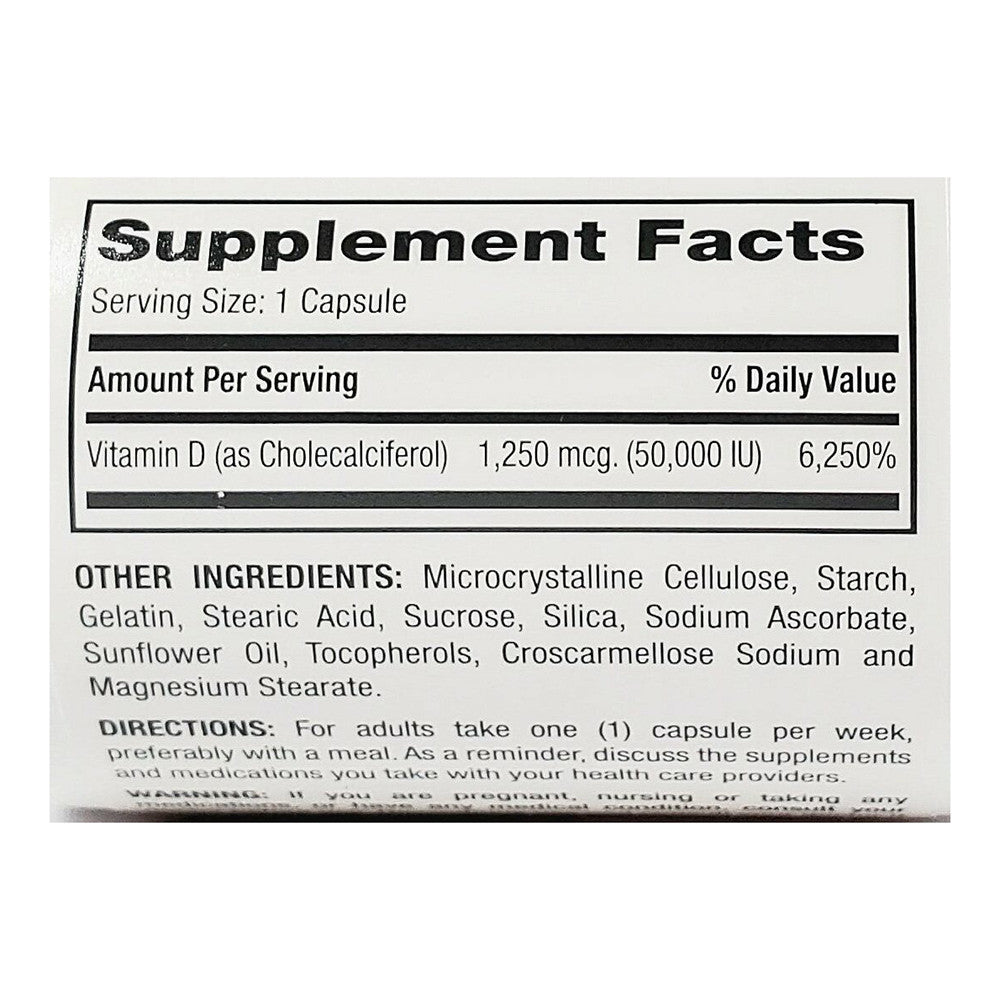 Rugby Vitamin D3 1250 mcg 50000 IU Supplement Capsules, 100 Ea