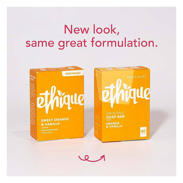 Ethique Uplifting Body Wash Bar, Sweet Orange And Vanilla Soap Bar, 4.23 Oz