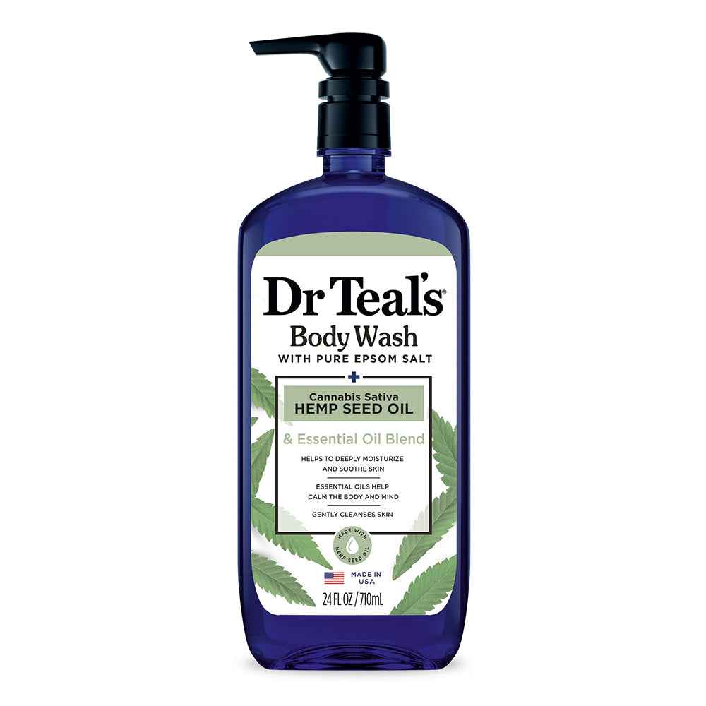 Dr Teals Body Wash with Sativa Hemp Seed Oil Moisturizes and Nourishes Skin 24Oz (710ml)