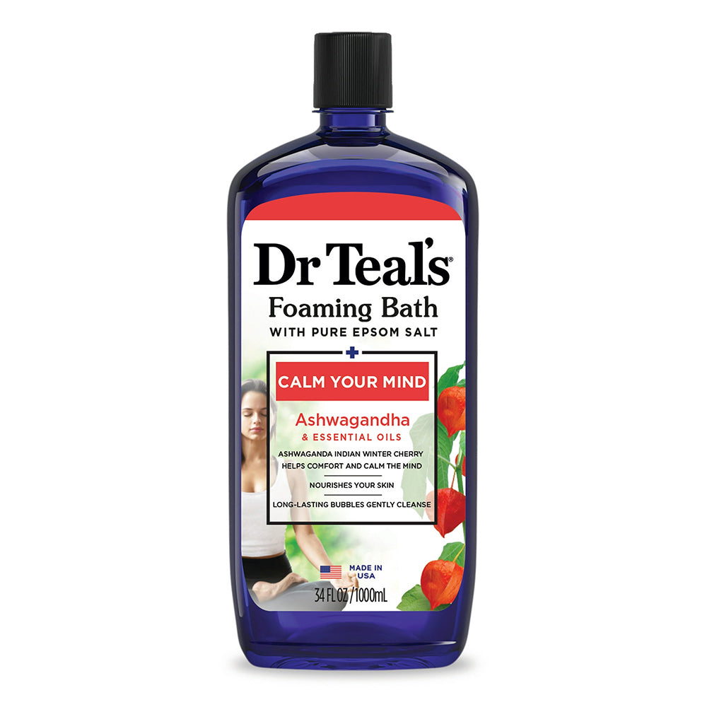Dr Teals Foaming Bath with Ashwagandha Relaxing and Stress Relief Bubble Bath 34Oz (1000ml)