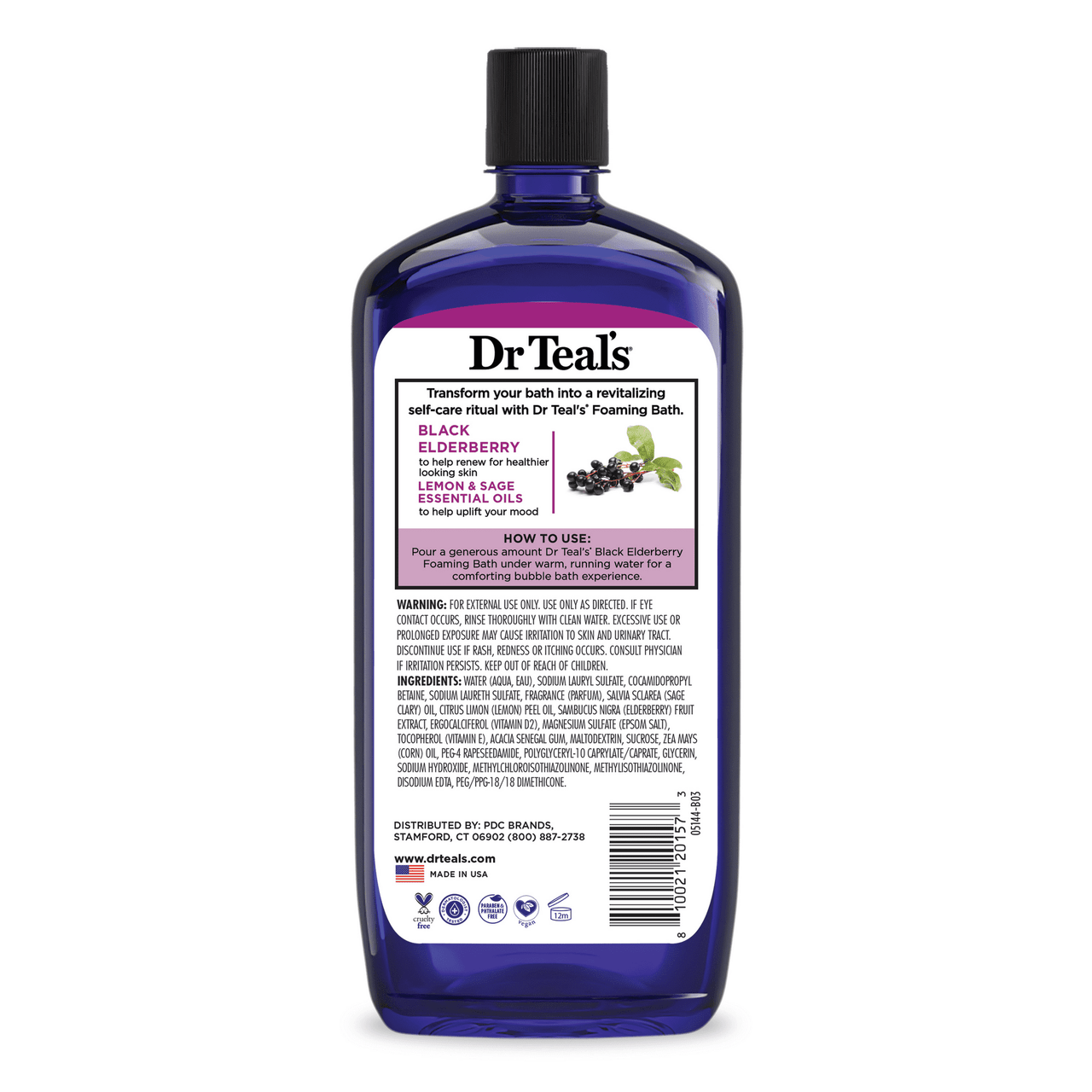Dr Teals Foaming Bath With Pure Epsom Salt, Black Elderberry And Vitamin D, 34 Oz