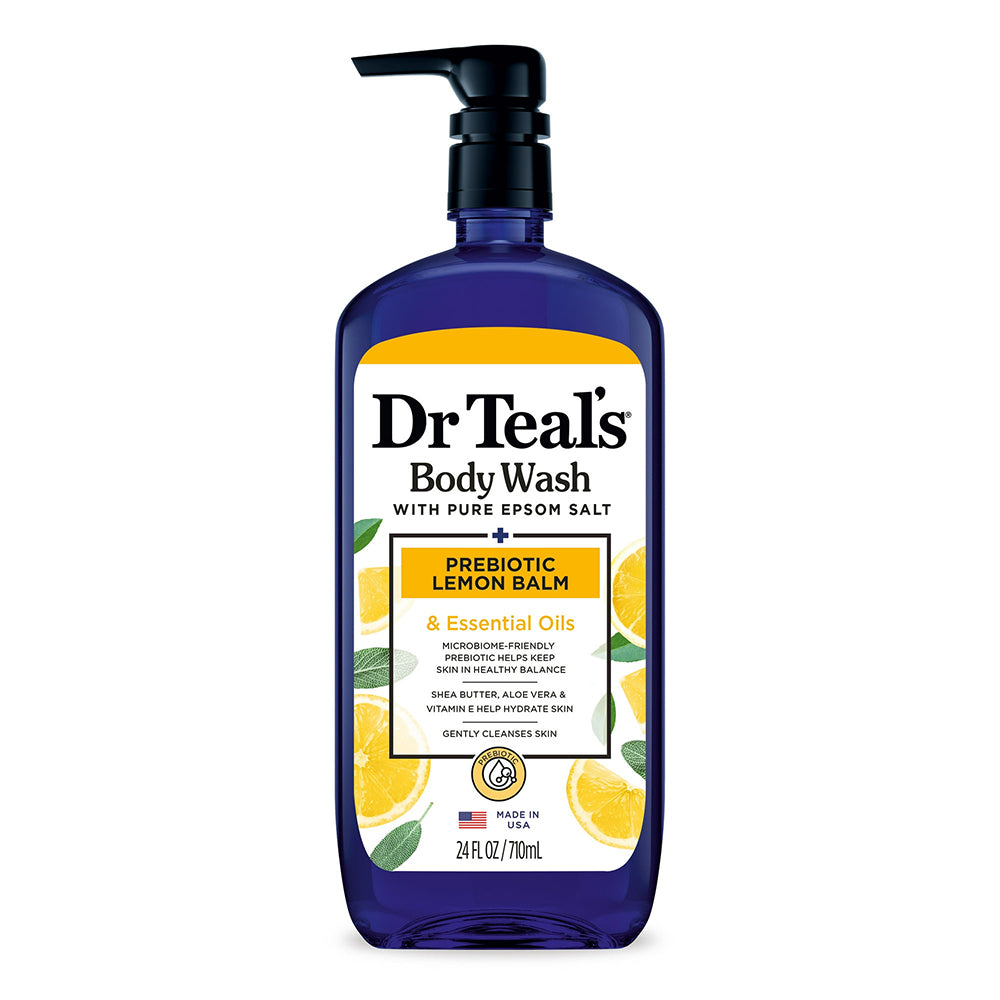 Dr Teals Body Wash with Prebiotic Lemon Balm Gently Cleanses Skin 24Oz (710ml)
